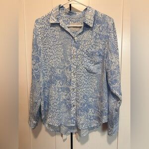Rails Josephine Aqua Mixed Animal Size M Blue & White Button Up Shirt‎
